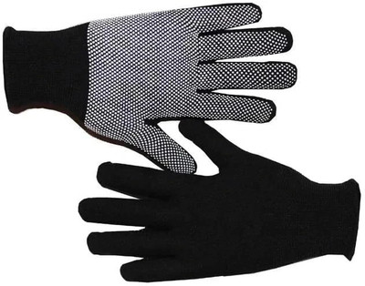 GJSHOP Dotted Cotton Gloves help for Cricket Bating and Full grriping Batting Gloves(Black)
