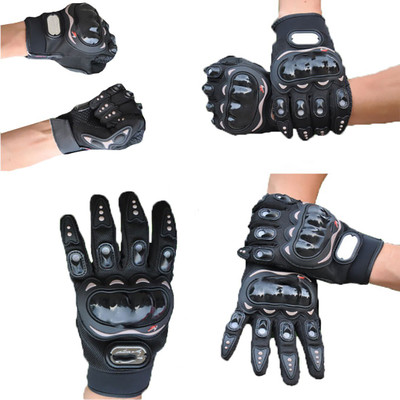 ShoppingKiSite Impact Resistant Hard Knuckle Tactical Motorcycle Bike Riding Shockproof Outdoor Full Finger Black Large Gloves for Men Riding Gloves(Black)