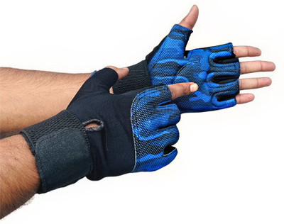 BODY SMITH Unisex Blue Gym Gloves with Wrist Support Gym & Fitness Gloves(Blue)