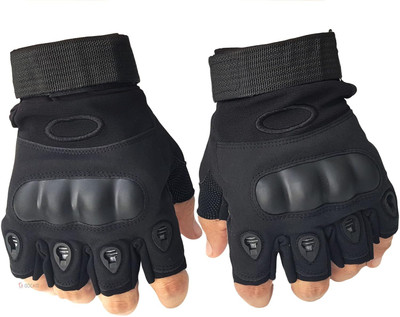 HOUSE OF COMMON Tactical Airsoft Paintball Gloves Men Half Finger Hard Knuckle Gloves Gym & Fitness Gloves(Black)