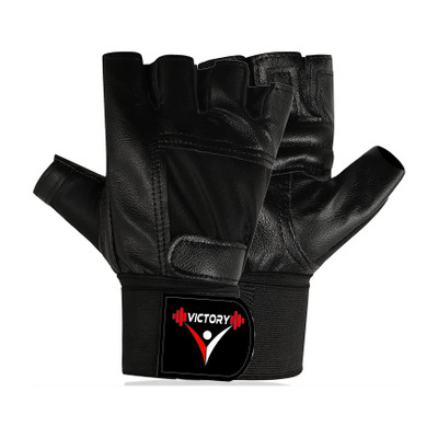 VICTORY Premium Weight Lifting Gym & Fitness Gloves(Black)