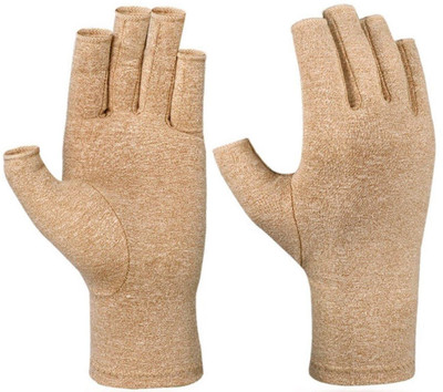 MOMISY Arthritis Gloves Women Men Hand Compression Gloves for Typing1 Pair, Khaki Large Gym & Fitness Gloves(Khaki)