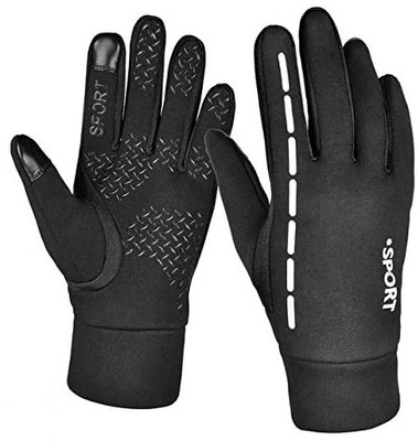uRock Men's and Women's Lycra-spandex Waterproof Windproof Touch Screen Riding Gloves(Black)