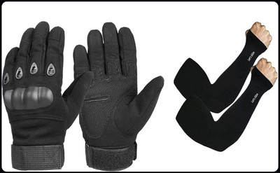 JAI SHRI Full Finger Black Tactical Bike Hand Glove for Motorcycle Winter Gloves Men_ Driving Gloves(Black)