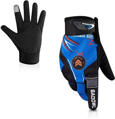 BAD OWL Motoflex Bike Riding Gloves for Men and Women – Full Finger Hand Protection Riding Gloves(Blue)