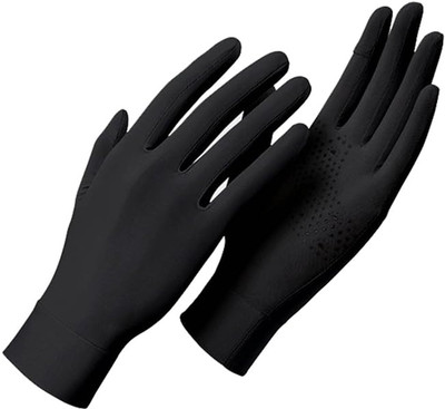 frokht Ultra Thin UPF 50+ Summer UV Protection Touchscreen Driving Gloves, Riding Gloves(Black)
