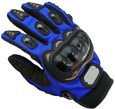 ZARRY Pro biker Full Finger Bike Riding Motorcycle Glove for Men and Women Driving Gloves(Blue)
