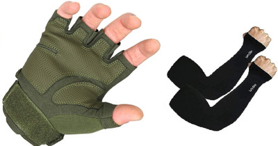 MELZRON Military Green Half Gloves for Winter Riding Gloves(Military Green)