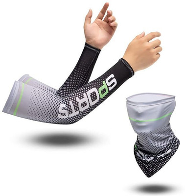 PROBEROS UV Protection Bandana Combo for Men Cooling Arm Sleeves UPF 50 Cycling Gloves(Grey)