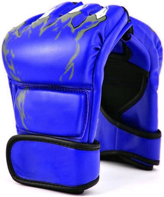 keycraze MMA Boxing Gloves, Half Finger Kickboxing Training Gloves,Grappling Boxing Gloves(Blue)