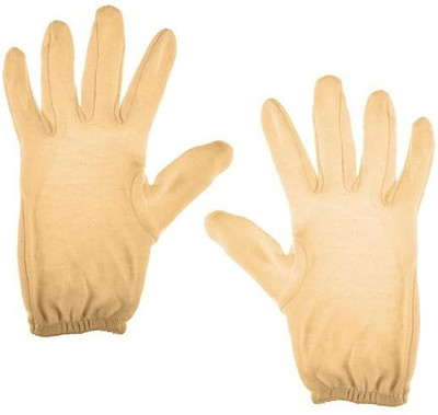 Amalya Soft Cotton Full Hand Gloves Beige Reusable Washable Protective Riding Gloves(BEING)