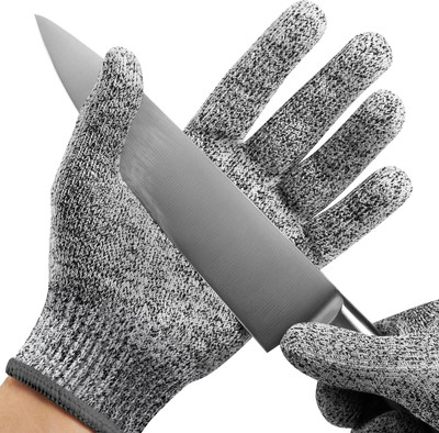 RIDHHANAL Anti Cut Resistant Level 5 Protection With Elastic Hand Fitting Safety Gloves Running Gloves(Multicolor)