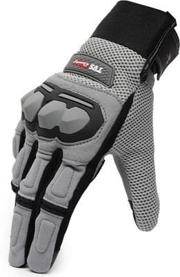 TVS Racing Xplorer PVC Carbon Protected, Touch Screen Compatible Riding Gloves(Grey)