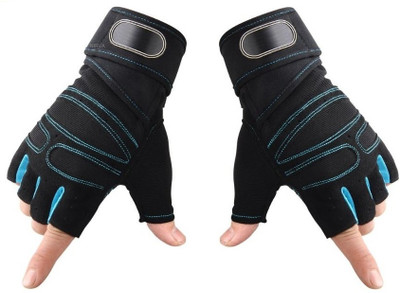 NIRVA Workout Gym Weight Lifting Gloves For Men & Women Gym & Fitness Gloves(Blue, Black)