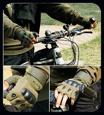 JAI SHRI Half Finger Tactical Gloves Military Army Shooting Cycling Gym Fitness Gloves_ Driving Gloves(Green)
