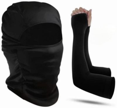AUTOSITE Ultimate Sports Combo: High-Performance Arm Sleeves & Balaclava Pack- Riding Gloves(Black)