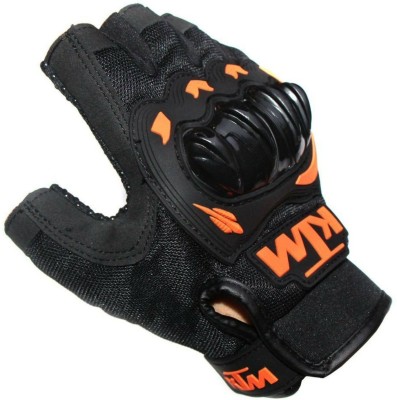 KTM Synthetic Leather Motorcycle/Riding/Bike Half / Fingerless Gloves Riding Gloves(Black)