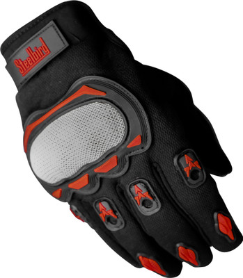 Steelbird Experience 1.0 Reflective Full Finger Bike Riding Gloves with Touch Sensitivity Riding Gloves(Black Red)