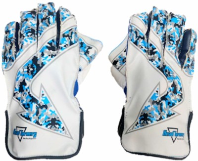 HeadTurners Cricket Wicket Keeping Gloves - Camo Print Wicket Keeping Gloves(White, Blue)