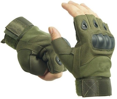 Yeahmom Half Finger Hard Knuckle Motorcycle Outdoor Riding Breathable Gloves Riding Gloves(Green)