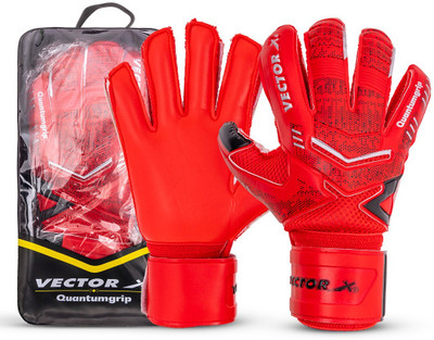 VECTOR X Quantum Grip Latex Palm & Backend high density PU Goalkeeping Gloves(Red)