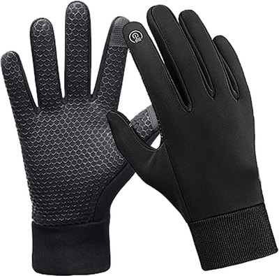 DreamPalace India Winter Gloves Outdoor Keep Warm Touch Screen Riding Motorcycle Cycling Gloves Riding Gloves(Black)