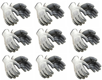 RBGIIT Safety Nylon Anti Cut Resistant Hand Gloves for Farming, Industrial & Gardening Riding Gloves(Grey, White)