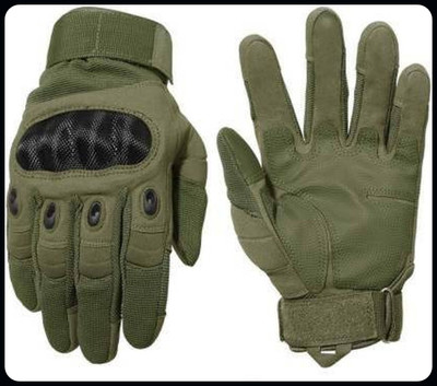 JAI SHRI Tactical Military Hard Soft Knuckle Army Combat_ Riding Gloves(Green)