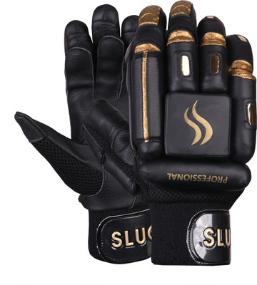 SLUGGER Cricket Professional Left Handed Light-weight Lovelon Soft Leather Material Batting Gloves(Stylish Black Design)
