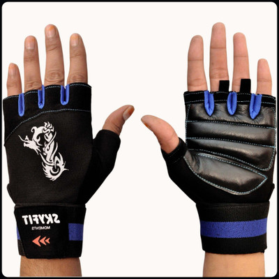 JAI SHRI Black & Blue Sport Gloves For Men & Women(G-V-104 )_ Riding Gloves(Black, Blue)