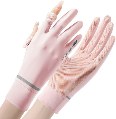 HASTHIP Hand Gloves for Women Sun Protection Non Slip Touch Screen Gloves, Cooling Riding Gloves(Pink)