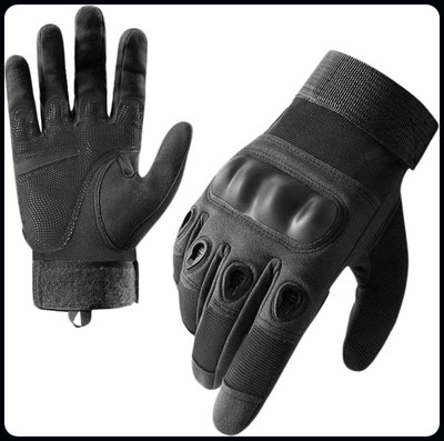 JAI SHRI Full Finger Bike Riding Tactical Hand Gloves for Motorcycle_ Driving Gloves(Black)