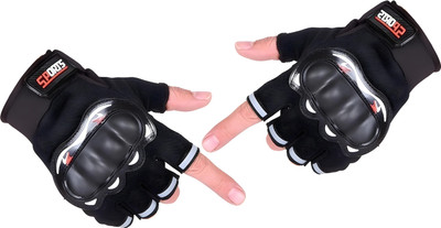 ShopiMoz Half Finger Motorcycle Riding Gloves with Hard Knuckle Protective Biker Riding Gloves(Black)