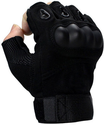HOC Half Comfortable Leather Padded Gym Sports Gloves For Men and Women Racing & Gym Riding Gloves(Black)