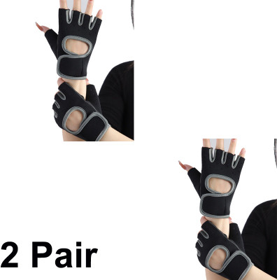 DreamPalace India Weight Lifting Gloves for Gym Workout, Weightlifting, Fitness (2 Pair) Gym & Fitness Gloves(Black)