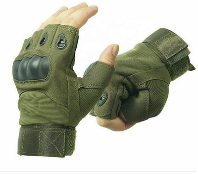 AccessoriZoid Unisex Anti Slip Riding Half Finger Gloves with Knuckle Protection Riding Gloves(Green)