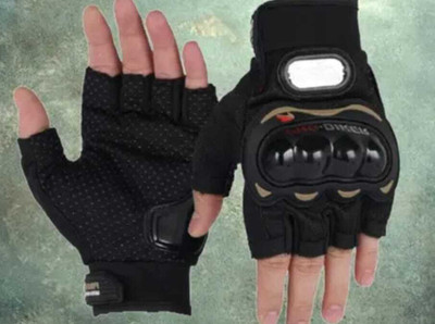 Ratasi only HALF FINGER HAND GLOVES PRO BIKER BLACK Riding Gloves(Black)