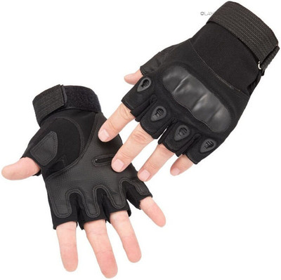 ZARRY Half Hand Tactical Bike Gloves for Motor Cycle Winter Glove for Men Driving Gloves(Black)
