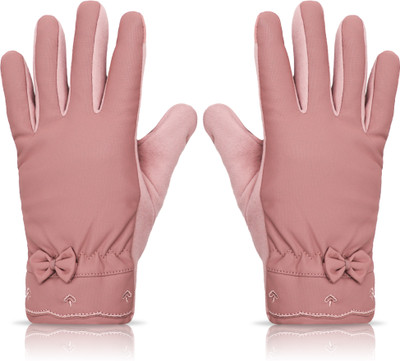 Aseenaa Bike Riding Fancy Premium Gloves For Women & Girls, Touch Screen Driving Gloves Driving Gloves(Pink)