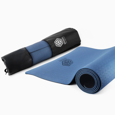 Quick Shel Non Slip TPE Yoga Mat with carry bag Dual Color 6mm(Navy Blue & Black) 6 mm Yoga Mat