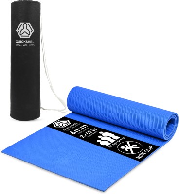 Quick Shel EVA Anti Slip Home Gym Exercise Workout Fitness for Men Women Kids with Bag Blue 6 mm Yoga Mat