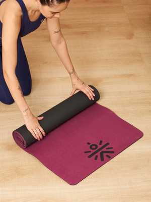 Cult Unisex-TPE-Dual Color-Wine/ Black-With Bag and Strap 6 mm Yoga Mat