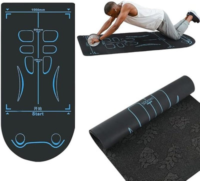 voordeel Exercise Mat for Ab Roller non-Slip Workout Mat with Knee Protection Black 60 mm Yoga Mat