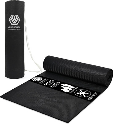 Quick Shel 6mm EVA Eco Friendly Anti Slip Home Exercise Workout for Men Women with Bag Black 6 mm Yoga Mat deal from flipkart