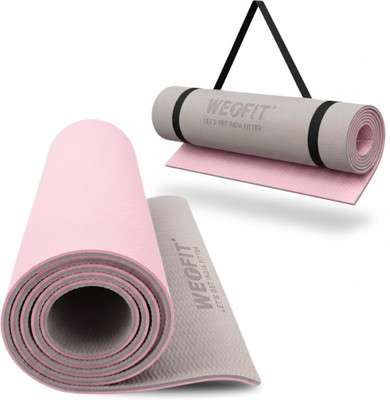 WErFIT TPE Yoga Mat with Carry Strap for Men and Women, Anti-Slip, Extra Cushioning Pink, Grey 6 mm Yoga Mat