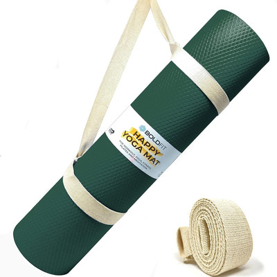 BOLDFIT Yoga Mat For Men Women & Kids Eva Exercise Mat For Gym With Cover Strap Mattress Green 6 mm Yoga Mat
