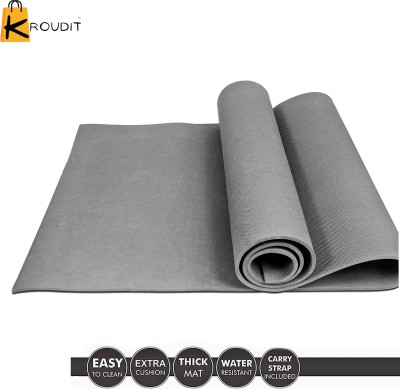 KROUDIT 4mm Anti Skid EVA+TPE Tearless Yoga Mat Black with Strap for Men & Women Grey 4 mm Yoga Mat