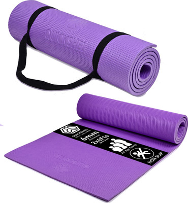 Quick Shel YOGA MAT WITH STRAP 6MM- ANTI SLIP,REVERSIBLE,LIGHTWEIGHT- Purple 6 mm Yoga Mat