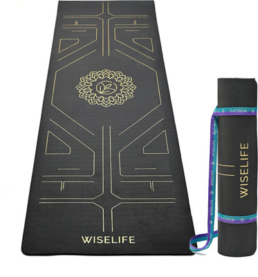 Wiselife TRU Alignment Yoga Mat + Strap Pro-Balance TPE Material Extra Thick Extra Long- Black 6 mm Yoga Mat Wiselife TRU Alignment Yoga Mat + Strap Pro-Balance TPE Material Extra Thick Extra Long- Black 6 mm Yoga Mat