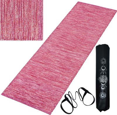 house of handmade Anti-Slip Handwoven Cotton Yoga Mat for Women & Men Pink Thickness 10 mm Yoga Mat